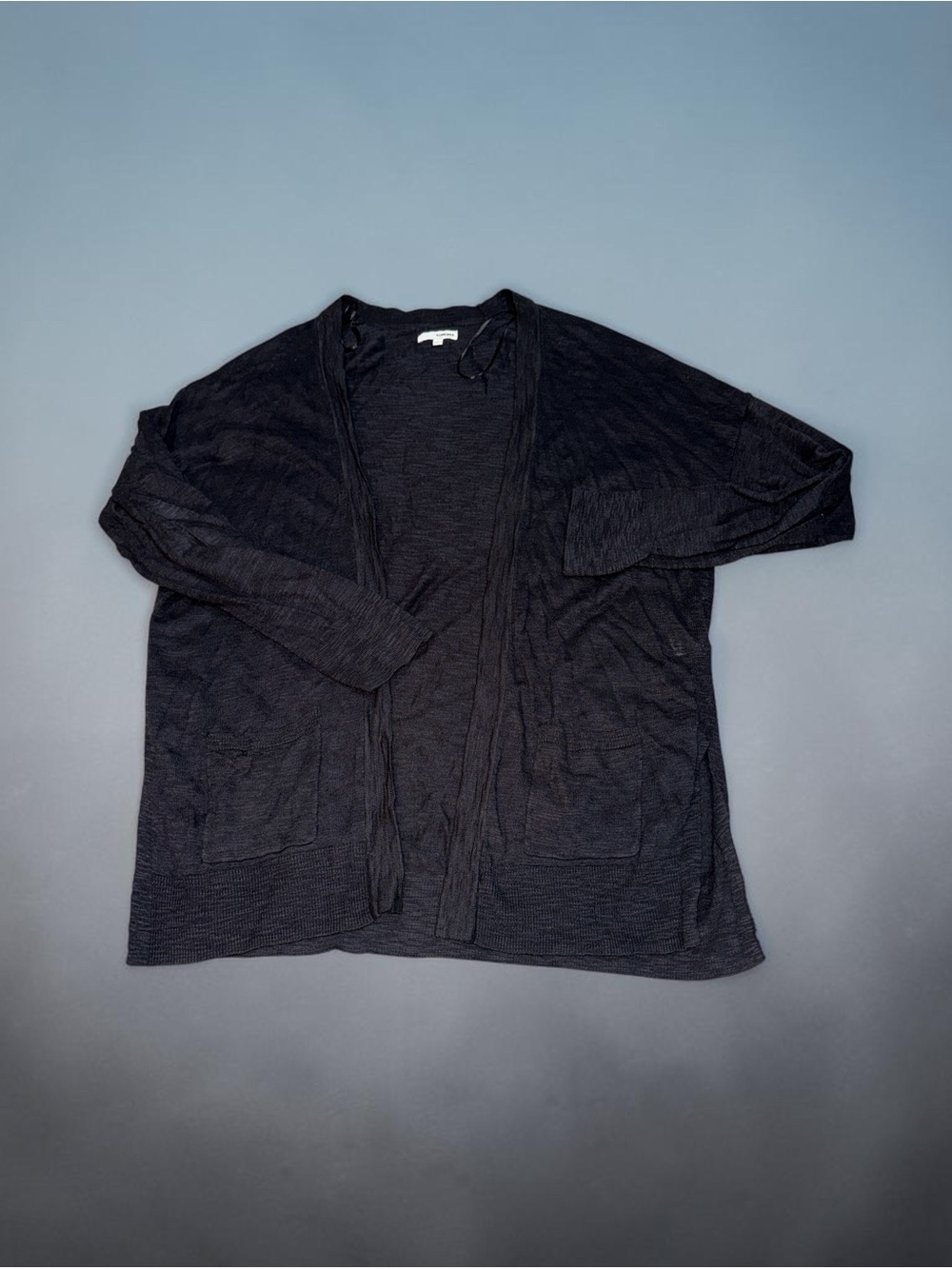 Women’s Black Open-Front Lightweight Cardigan Sweater (XL)